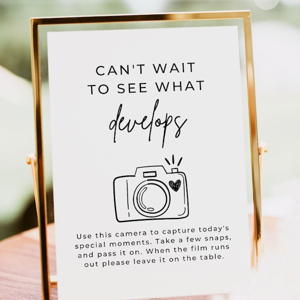 Disposable Camera Wedding Sign, Can't Wait To See What Develops, I Spy Game, Polaroid Guest Book