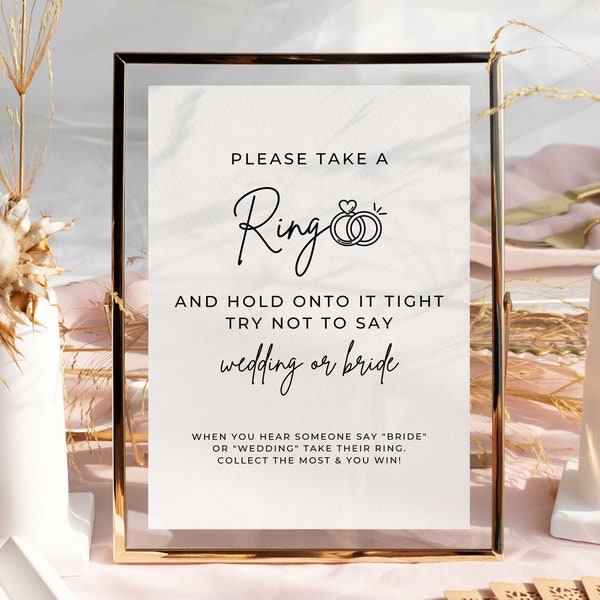Bridal Shower Ring Game, Bridal Shower Party Game, Don't Say Bride Game, Put A Ring On It