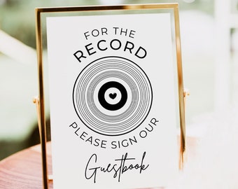 Record Wedding Guest Book Sign, Unique Reception Decor (Digital Download)