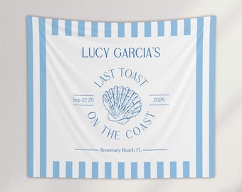 Custom Beach Bachelorette Tapestry: Last Toast on the Coast Photo Backdrop