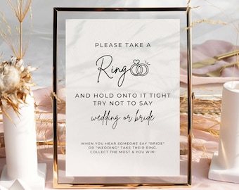 Bridal Shower Ring Game, Bridal Shower Party Game, Don't Say Bride Game, Put A Ring On It