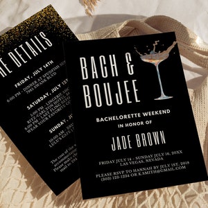 Bach and Boujee Bachelorette Itinerary Template and Invite, Glitz and Glam Bachelorette Party, Vegas Bachelorette Itinerary