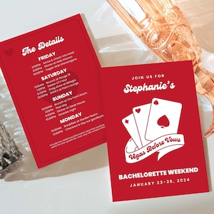 Vegas Bachelorette Itinerary and Invitation, Vegas Before Vows, Editable Canva Template
