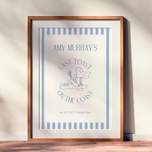 Modèle de plaque de bienvenue côtière pour enterrement de vie de jeune fille sur la plage, dernier toast sur la côte, grand-mère côtière, modèle sur toile