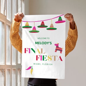 Final Fiesta Bachelorette Party Welcome Sign, Mexico Bachelorette Party, Tequila Sunrise, Editable Canva Template