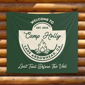 Custom Camp Bachelorette Tapestry Banner: Last Trail Before The Veil