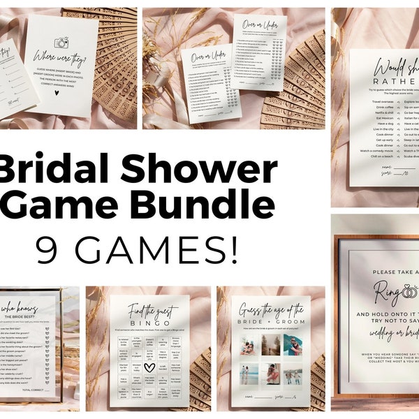 Bridal Shower Game Bundle, How Well Do You Know The Bride, Find The Guest Bridal Bingo, Bridal Shower Trivia Template