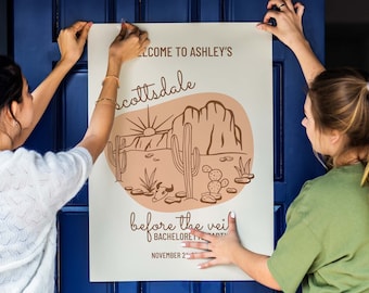 Scottsdale Before The Veil Bachelorette Party Signo de bienvenida, Desert Bachelorette, Plantilla Canva editable