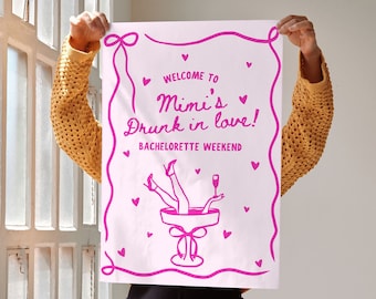 Drunk In Love Bachelorette Welcome Sign, Vegas Party (Editable Canva Template)