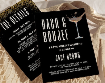 Bach and Boujee Bachelorette Itinerary Template and Invite, Glitz and Glam Bachelorette Party, Vegas Bachelorette Itinerary