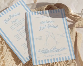 Coastal Bachelorette Itinerary & Invite Template (Digital Download)