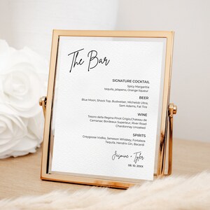 Drink Menu Sign For Wedding Reception