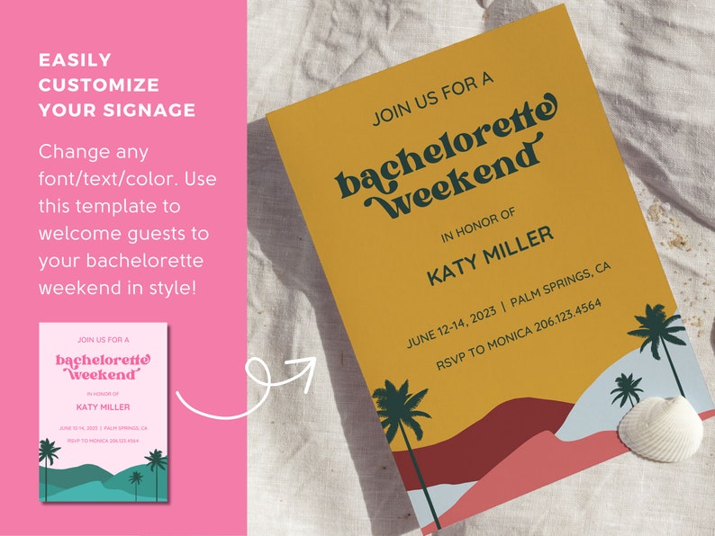 Bachelorette Party Itinerary and Invite Template For Palm Springs Bachelorette, Weekend Itinerary image 7