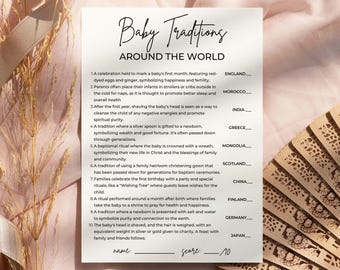 Baby Traditions Around The World Game: Shower Trivia (Printable)