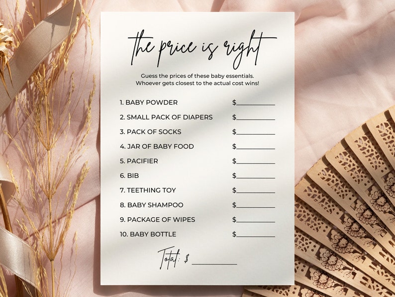 Price Is Right Baby Shower Game, Baby Trivia Shower Game Template image 1