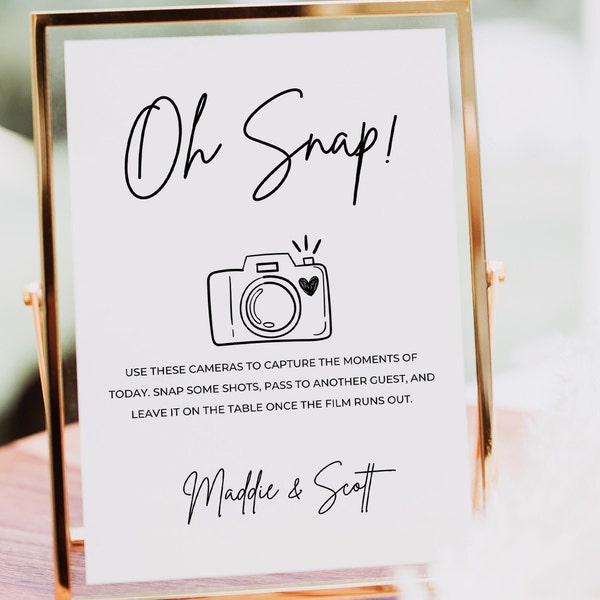 Oh Snap Sign Disposable Camera Wedding Sign, Can’t Wait to See What Develops, I Spy Party Signs