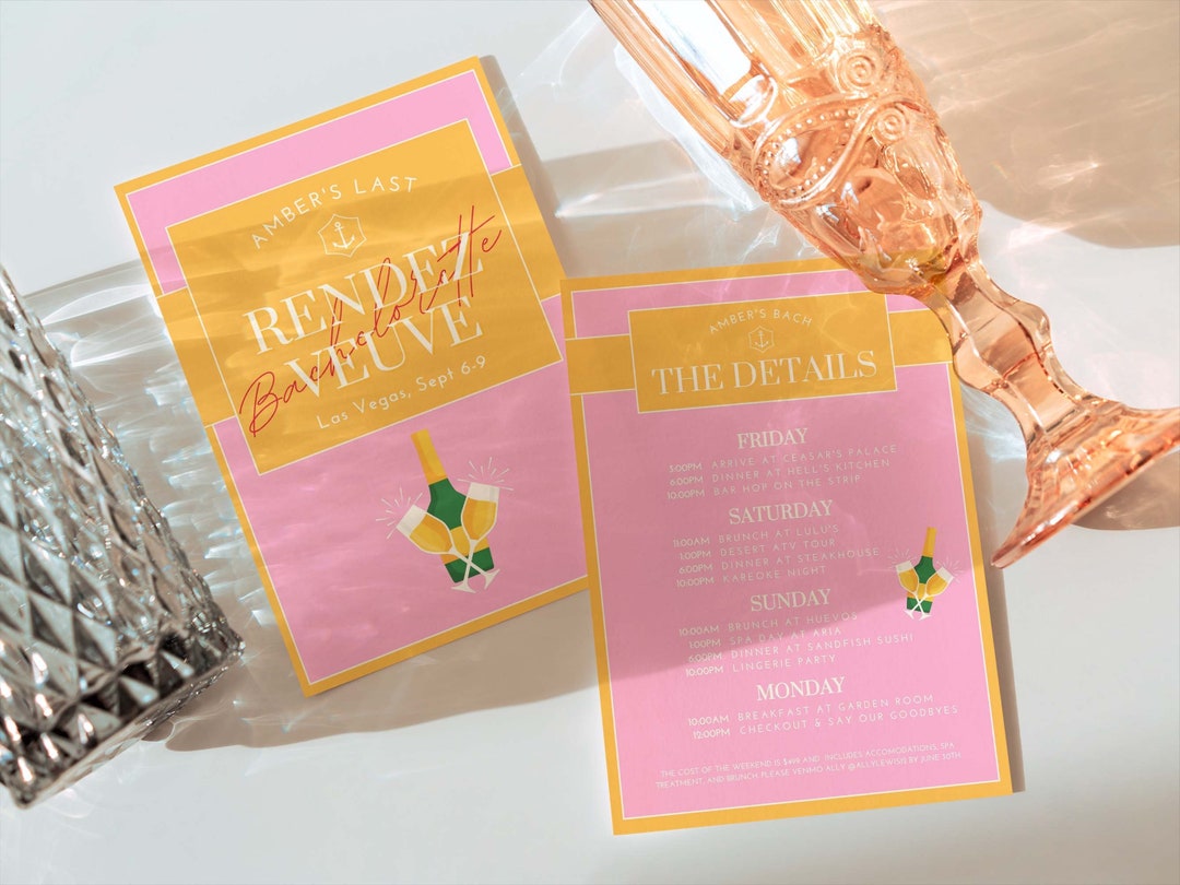 Rendez Veuve Bachelorette Invite and Itinerary, Last Rendez Veuve ...