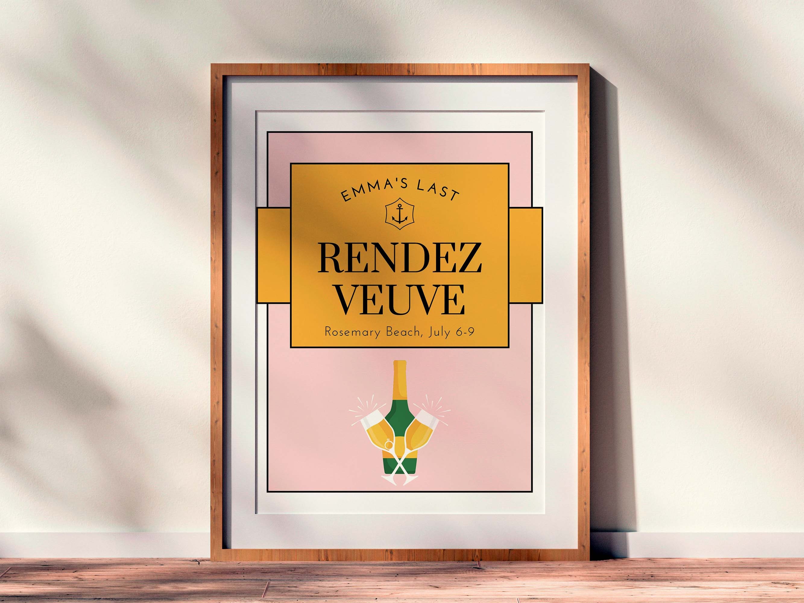 Veuve Before Vows Bachelorette Party Welcome Sign Template, Last Rendez ...