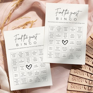 Find The Guest Bingo Game, Bridal Shower Bingo, Ice Breaker Game, Shower Game Template image 4