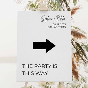 Wedding Direction Sign, Modern Wedding Arrow Sign, Portrait Direction Sign, This Way To The Wedding