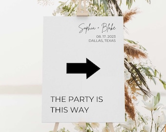 Modern Wedding Direction Sign Template (Digital Download)