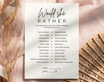 Would She Rather Bridal Shower Game, Know the Bride (Digital Download)