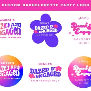 Création de logo étourdie et fiancée pour enterrement de vie de jeune fille, services de conception de logo personnalisés pour mariée escouade SVG, SVG EVJF rétro
