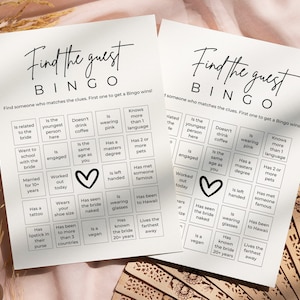 Find The Guest Bingo Game, Bridal Shower Bingo, Ice Breaker Game, Shower Game Template image 2