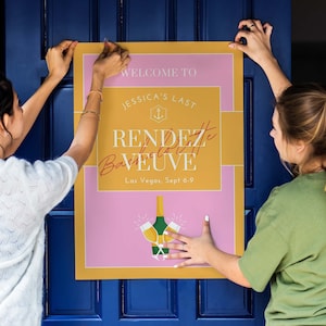 Veuve Bachelorette Welcome Sign, Veuve Before Vows, Last Rendez Veuve, Editable Canva Template