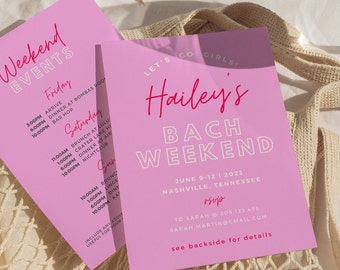 Bachelorette Itinerary and Invite Template For Nashville Bachelorette Weekend, Nash Bash, Let’s Go Girls