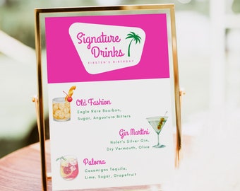 Custom Signature Drink Sign For Kiki's Birthday