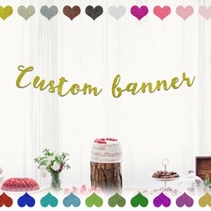 Banner de carta de brillo personalizado, decoraciones de fiesta personalizadas, banner de cumpleaños personalizado, banner personalizado incluso, banner de fiesta de boda
