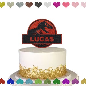 Custom Jurassic Park Dinosaur Name Cake Topper, Happy Birthday Cake Topper, Personalized Dinosaur Cake Topper, Birthday Decorations