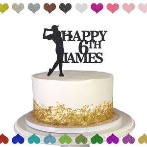Nombre de golf personalizado AGE Cake Topper, Feliz cumpleaños Golfing Cake Topper, Topper personalizado de Golfer Party Cake, Decoración de cumpleaños