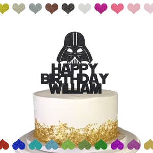 Custom Darth Vader Name Cake Topper, Happy Birthday Name Cake Topper, Personalized Bear Cake Topper, Custom Name Birthday Decorations