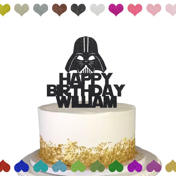 Personalisierter Darth Vader Name Tortenstecker, Happy Birthday Name Cake Topper, Personalisierter Bär Kuchen Topper, Benutzerdefinierte Name Geburtstagsdekoration