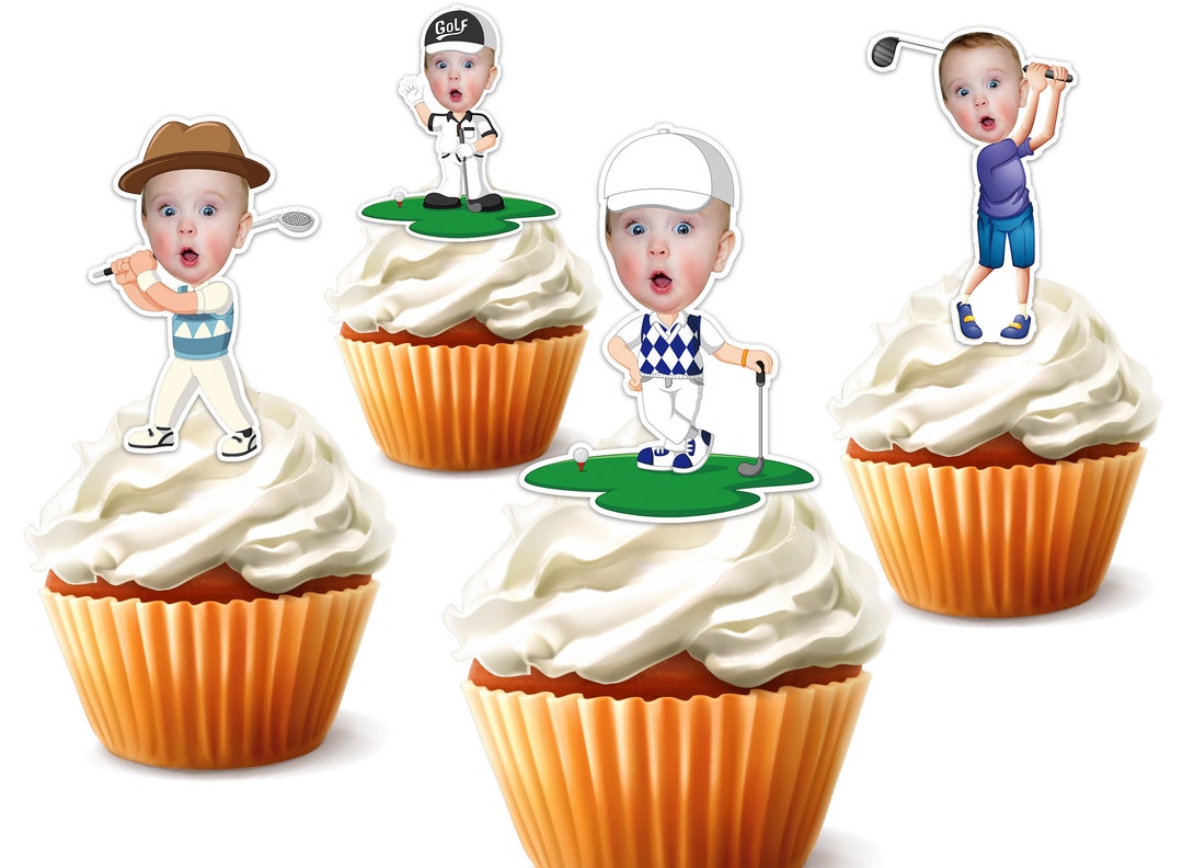 Printable Custom Photo Golf Cupcake Topper,personalised Face Sticker