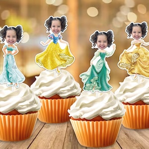Handmade Princess Party Face Custom Photo Cupcake Topper,Personalised Princess Cupcake Topper,Birthday Decor