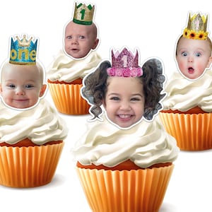 Printable Custom Photo Birthday Hat Cupcake Topper,Personalised Face Birthday Hat Sticker Cupcake Topper,Birthday Decor,Digital File Only