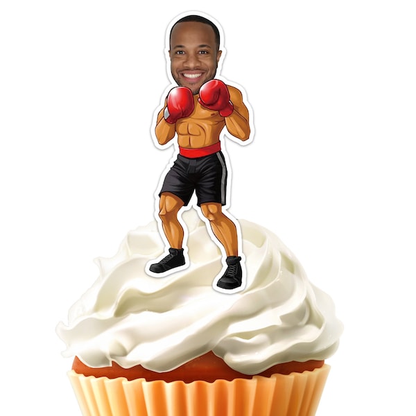 Printable Boxing Custom Photo Cupcake Topper,Personalised Boxing Face Sticker Cupcake Topper,Digital File Only