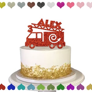 Custom Firetruck Name Cake Topper,  Firefighter Birthday Cake Topper, Personalized Birthday Cake Topper, Custom Birthday Decoration