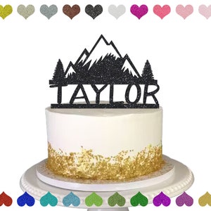 Custom Mountains Name Cake Topper, Happy Birthday Travel Themed Cake Topper, Personalized Birthday Cake Topper, Custom Birthday Decoration