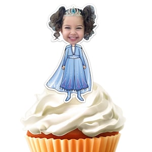 Printable Frozen Elsa Princess Face Custom Photo Cupcake Topper,Personalised Frozen Princess Elsa Sticker Cupcake Topper Digital File Only
