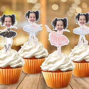 Handmade Ballerina Party Face Custom Photo Cupcake Topper,Personalised Ballerina Cupcake Topper,Birthday Decor