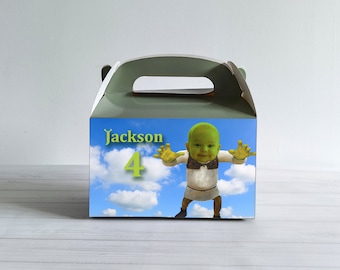 Personalised Shrek Face Gift Box Children’s Party Box Gift Bag Favour Custom Shrek Treat Boxes With Your Own Photo Birthday Decor