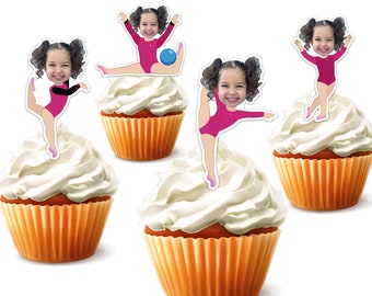 Printable Custom Photo Gymnastics Cupcake Topper,Personalised Face Gymnastics Sticker Cupcake Topper,Birthday Decor,Digital File Only