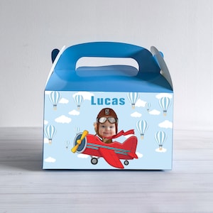 Gepersonaliseerde Pilot Face Gift Box Children's Party Box Gift Bag Gunst Aangepaste vliegtuigtraktatiedozen met uw eigen foto Verjaardagsdecor