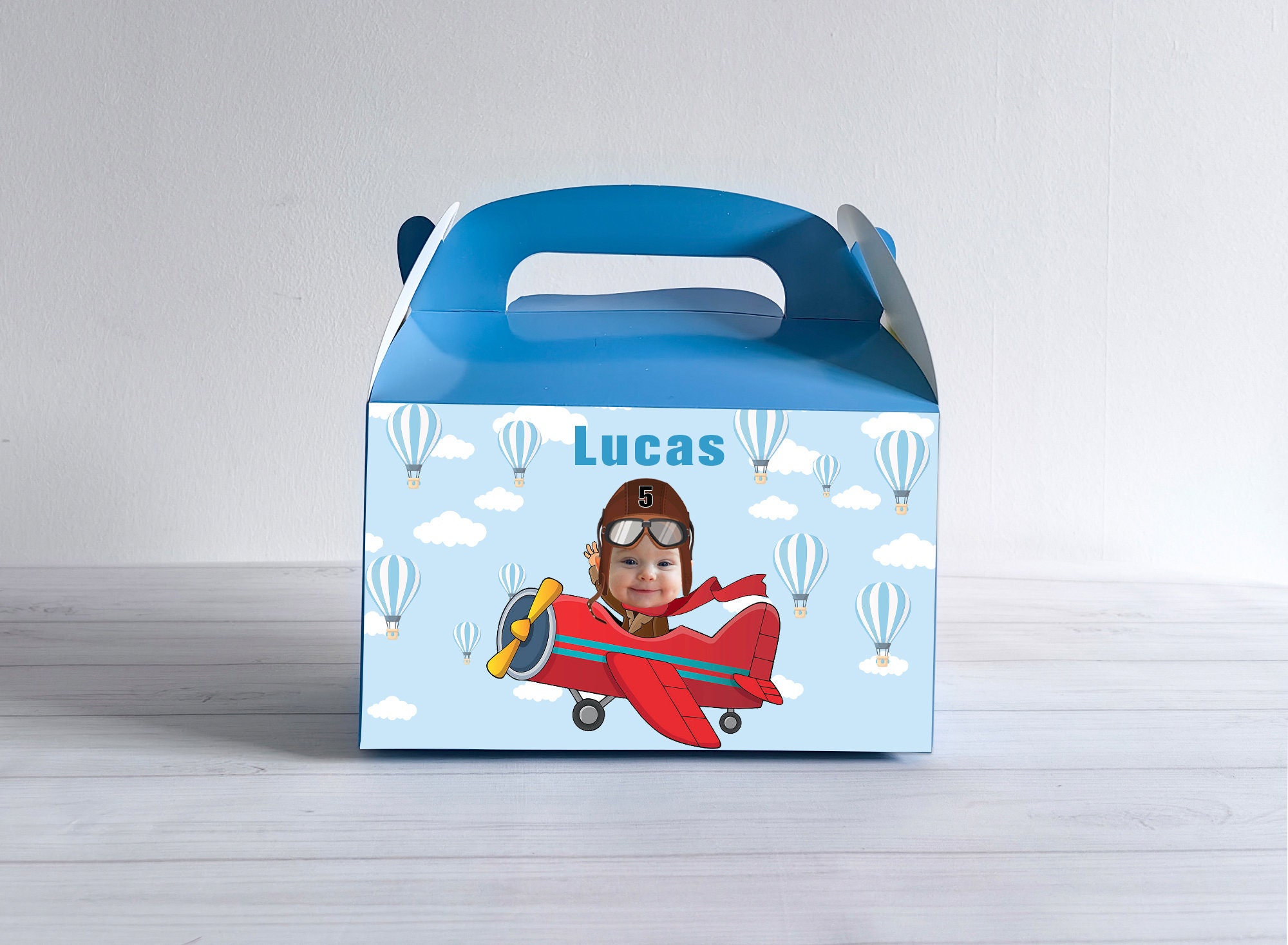 Personalised Pilot Face Gift Box Children’s Party Box Gift Bag Favour Custom Airplane Treat Boxes With Your Own Photo Birthday Decor