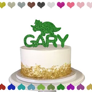 Custom Triceratops Name Cake Topper, Happy Birthday Name Cake Topper, Personalized Dinosaur Cake Topper, Custom Name Birthday Decorations