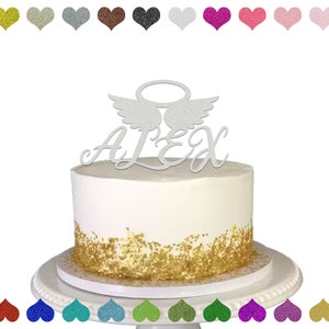 Custom Angel Wings Name Cake Topper,  Baptism Cake Topper, Personalized Communion Cake Topper , Birthday Decoration